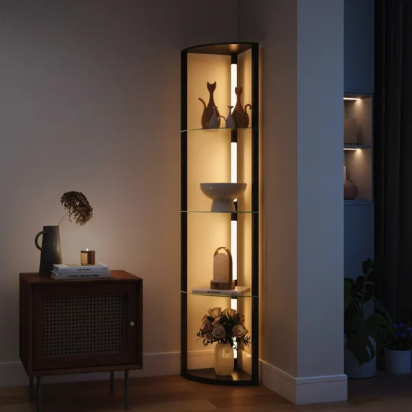 LED Staande Lamp Met Glazen Plank Staande Lamp Met 3 Helderheidsniveaus Voetschakelaar Voor Woonkamer Slaapkamer Zwart