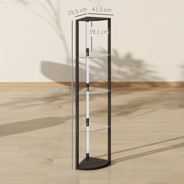 LED Staande Lamp Met Glazen Plank Staande Lamp Met 3 Helderheidsniveaus Voetschakelaar Voor Woonkamer Slaapkamer Zwart