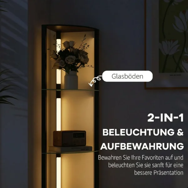 LED Staande Lamp Met Glazen Plank Staande Lamp Met 3 Helderheidsniveaus Voetschakelaar Voor Woonkamer Slaapkamer Zwart