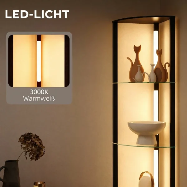 LED Staande Lamp Met Glazen Plank Staande Lamp Met 3 Helderheidsniveaus Voetschakelaar Voor Woonkamer Slaapkamer Zwart