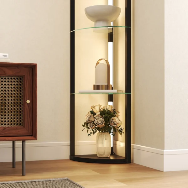LED Staande Lamp Met Glazen Plank Staande Lamp Met 3 Helderheidsniveaus Voetschakelaar Voor Woonkamer Slaapkamer Zwart