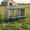Legnest Voor Kippen, Afrolnest Met Ventilatiegaten, 3 Vakken, Kippennest Voor 3 Kippen, 84 X 55 X 61 Cm, Zilver