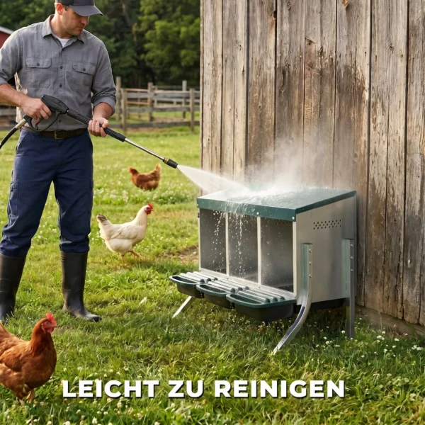 Legnest Voor Kippen, Afrolnest Met Ventilatiegaten, 3 Vakken, Kippennest Voor 3 Kippen, 84 X 55 X 61 Cm, Zilver