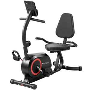 Liggende Hometrainer Met 8 Verstelbare Weerstandsniveaus, Magnetische Rem, APP hartslagsensor, LCD display, Voetriemen
