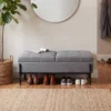 Linnen Zitkist, Bedbank Met 2 Vakken, Inklapbare Deksels En Extra Dikke Bekleding, 117 X 50 X 44 Cm