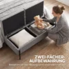 Linnen Zitkist, Bedbank Met 2 Vakken, Inklapbare Deksels En Extra Dikke Bekleding, 117 X 50 X 44 Cm