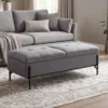 Linnen Zitkist, Bedbank Met 2 Vakken, Inklapbare Deksels En Extra Dikke Bekleding, 117 X 50 X 44 Cm