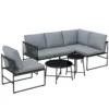 Lounge Tuinmeubelset Voor 4 5 Personen Tuinlounge Set Met 2 zits Tuinsofa, Salontafel, Stoel, Dikke Wasbare Kussens