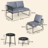 Lounge Tuinmeubelset Voor 4 5 Personen Tuinlounge Set Met 2 zits Tuinsofa, Salontafel, Stoel, Dikke Wasbare Kussens