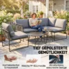 Lounge Tuinmeubelset Voor 4 5 Personen Tuinlounge Set Met 2 zits Tuinsofa, Salontafel, Stoel, Dikke Wasbare Kussens