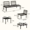 Lounge Tuinmeubelset Voor 5 6 Personen Tuinlounge Set Met 2 zits Tuinbank, 2 Stoelen, Hoekstoel, Lamellen Tafel, Voetenbankje
