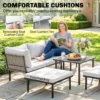 Lounge Tuinmeubelset Voor 5 6 Personen Tuinlounge Set Met 2 zits Tuinbank, 2 Stoelen, Hoekstoel, Lamellen Tafel, Voetenbankje