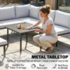 Lounge Tuinmeubelset Voor 5 6 Personen Tuinlounge Set Met 2 zits Tuinbank, 2 Stoelen, Hoekstoel, Lamellen Tafel, Voetenbankje
