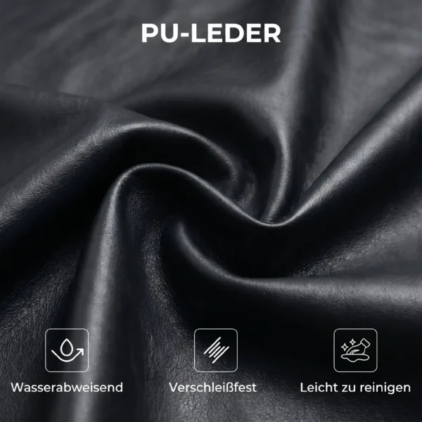 Loungestoel Met Brede Zitting, Armleuningen, Stalen Poten, Gemaakt Van Kunstleer Voor Woonkamer, Slaapkamer, Zwart