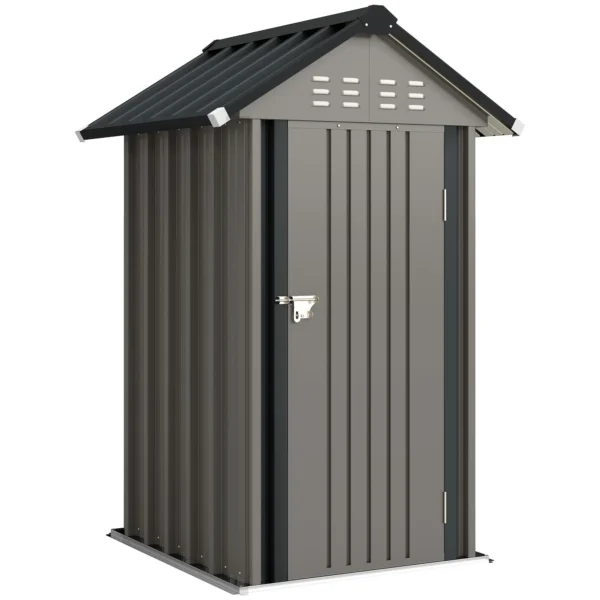 Metalen Tuinhuis 1,17 M², Tuinschuur Met Zadeldak, Ventilatie, Slot, Handschoenen, 122 X 121 X 192 Cm