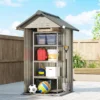 Metalen Tuinhuis 1,17 M², Tuinschuur Met Zadeldak, Ventilatie, Slot, Handschoenen, 122 X 121 X 192 Cm