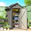 Metalen Tuinhuis 1,17 M², Tuinschuur Met Zadeldak, Ventilatie, Slot, Handschoenen, 122 X 121 X 192 Cm