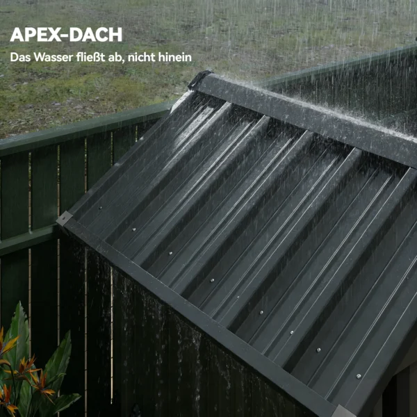 Metalen Tuinhuis 1,17 M², Tuinschuur Met Zadeldak, Ventilatie, Slot, Handschoenen, 122 X 121 X 192 Cm