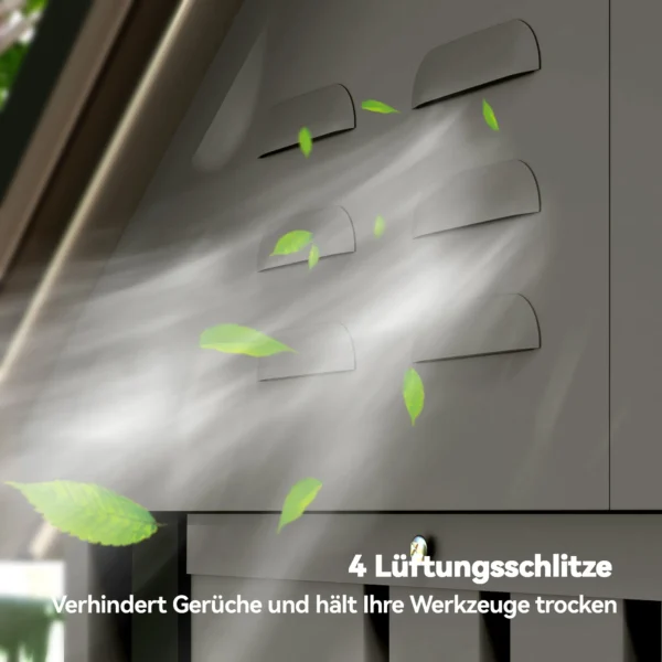 Metalen Tuinhuis 1,17 M², Tuinschuur Met Zadeldak, Ventilatie, Slot, Handschoenen, 122 X 121 X 192 Cm