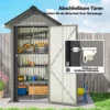Metalen Tuinhuis 1,17 M², Tuinschuur Met Zadeldak, Ventilatie, Slot, Handschoenen, 122 X 121 X 192 Cm