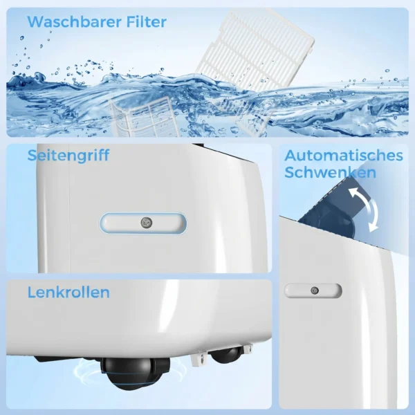 Mobiel Klimaatapparaat 12.000 BTU Met Inverter technologie, Airconditioning Met 60° Zwenkfunctie, 24 uurs Timer, Afstandsbediening