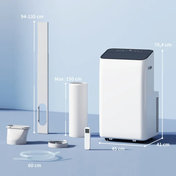 Mobiel Klimaatapparaat 12.000 BTU Met Inverter technologie, Airconditioning Met 60° Zwenkfunctie, 24 uurs Timer, Afstandsbediening