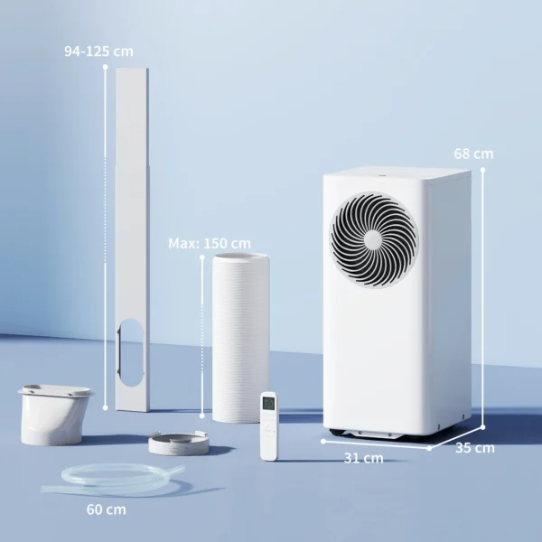 Mobiel Klimaatapparaat 9000 BTU, 4 in 1 Mobiele Airconditioning Met Koeling, 40 L/dag Ontvochtiger, Ventilator, Slaapmodus