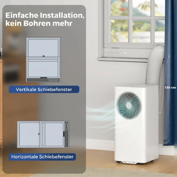 Mobiel Klimaatapparaat 9000 BTU, 4 in 1 Mobiele Airconditioning Met Koeling, 40 L/dag Ontvochtiger, Ventilator, Slaapmodus