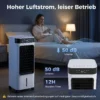 Mobiele Luchtkoeler, 3 in 1 Verdampingskoeler Met 7 Liter Watertank, 48° Zwenkfunctie, Wit