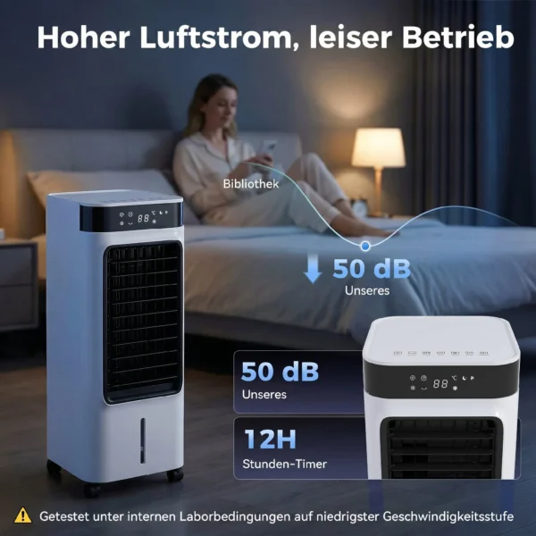 Mobiele Luchtkoeler, 3 in 1 Verdampingskoeler Met 7 Liter Watertank, 48° Zwenkfunctie, Wit