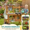 Modderkeuken Kinderen Buitenspeelkeuken Van Hout Met Kraan Spoelbak Plantenbak Wielen Opslagruimte Voor 3 6 Jaar Bruin