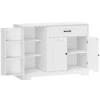 Modern Keukensideboard Met Lade, Verstelbare Planken, Kleine Keukenvoorraadkast Met Deurvakken, Wit
