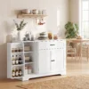 Modern Keukensideboard Met Lade, Verstelbare Planken, Kleine Keukenvoorraadkast Met Deurvakken, Wit