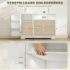 Modern Keukensideboard Met Lade, Verstelbare Planken, Kleine Keukenvoorraadkast Met Deurvakken, Wit