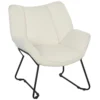 Moderne Accentstoel, Sherpa Fleece Gevoerde Fauteuil Met Brede Rugleuning En Stalen Poten, Eenvoudige Montage, Wit