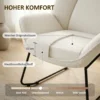 Moderne Accentstoel, Sherpa Fleece Gevoerde Fauteuil Met Brede Rugleuning En Stalen Poten, Eenvoudige Montage, Wit