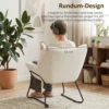 Moderne Accentstoel, Sherpa Fleece Gevoerde Fauteuil Met Brede Rugleuning En Stalen Poten, Eenvoudige Montage, Wit