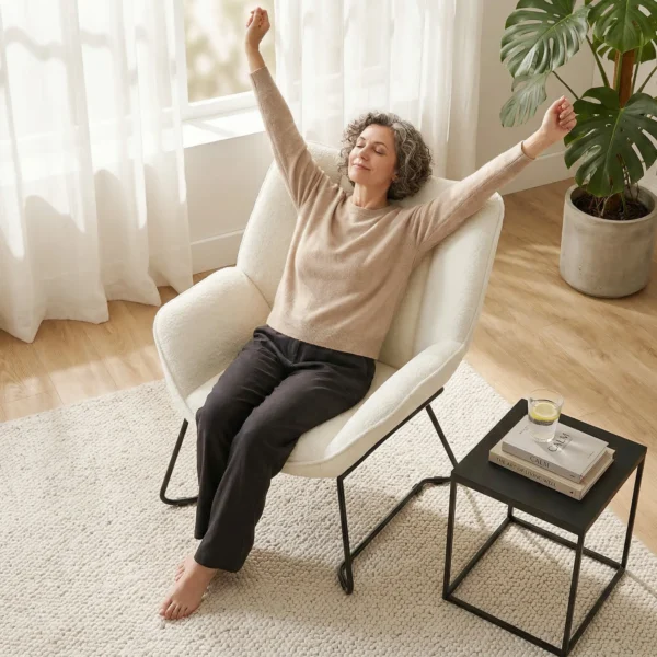 Moderne Accentstoel, Sherpa Fleece Gevoerde Fauteuil Met Brede Rugleuning En Stalen Poten, Eenvoudige Montage, Wit