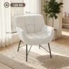 Moderne Loungestoel, Sherpa Fleece Stoel Met Gebogen Rugleuning, Geïntegreerde Armleuningen, Metalen Poten, Crèmewit