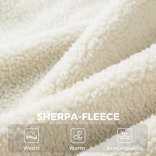 Moderne Loungestoel, Sherpa Fleece Stoel Met Gebogen Rugleuning, Geïntegreerde Armleuningen, Metalen Poten, Crèmewit