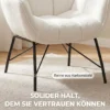 Moderne Loungestoel, Sherpa Fleece Stoel Met Gebogen Rugleuning, Geïntegreerde Armleuningen, Metalen Poten, Crèmewit