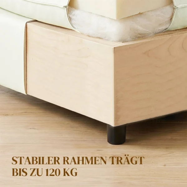 Moderne Stoffen Voetenbank Met Kunststof Poten Voor Woonkamer En Slaapkamer, 75 Cm, Crèmewit
