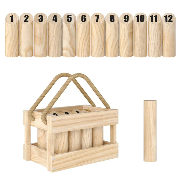 Mölkky Spel Werpenspel Hout Kubb Vikingspel Met 12 Kegels 1 Stok Transportdoos Voor Familie Groepen