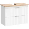 Onderkast Voor De Badkamer, 80 Cm Kast Met Twee Grote Laden Voor Wastafel Met Of Zonder Sokkel, Wit