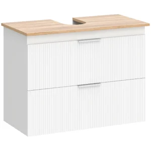 Onderkast Voor De Badkamer, 80 Cm Kast Met Twee Grote Laden Voor Wastafel Met Of Zonder Sokkel, Wit