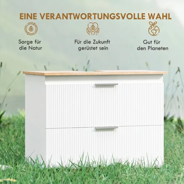 Onderkast Voor De Badkamer, 80 Cm Kast Met Twee Grote Laden Voor Wastafel Met Of Zonder Sokkel, Wit