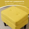 Oorfauteuil Met Voetenbank, Gestoffeerde Stoel Met Rubberhouten Poten, Stoffen Bekleding, Geel