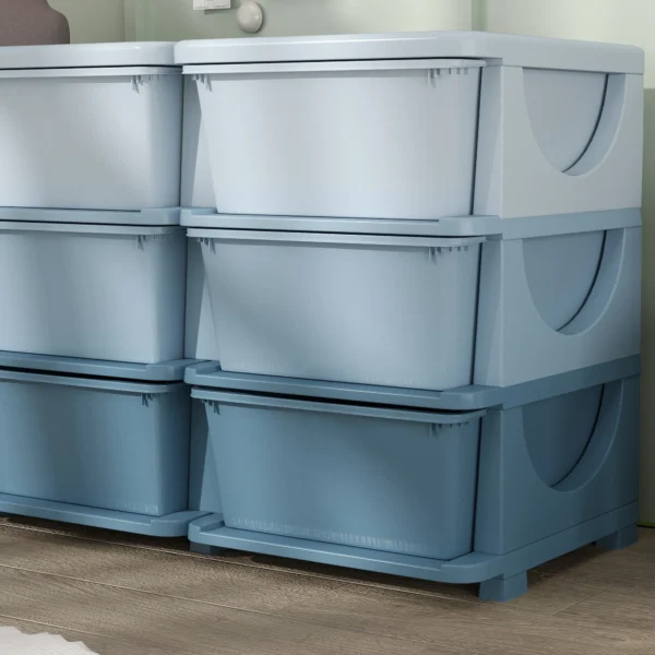 Opbergdoos Voor Kinderen, Kinderopbergdoos, 9 Lades, Blauw