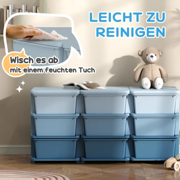 Opbergdoos Voor Kinderen, Kinderopbergdoos, 9 Lades, Blauw
