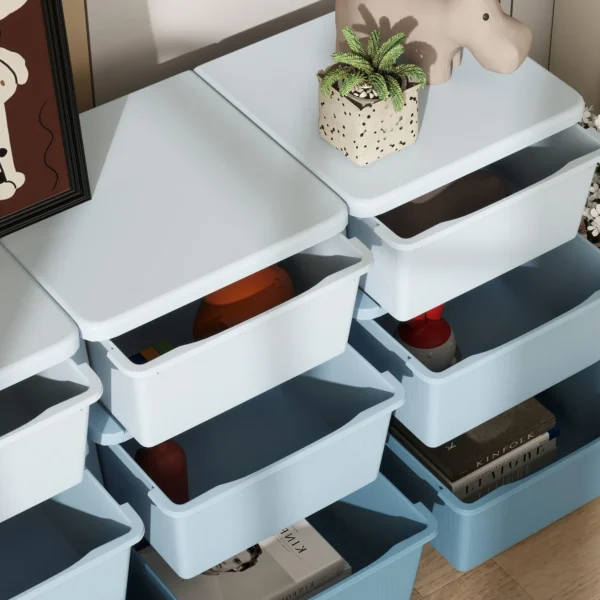 Opbergdoos Voor Kinderen, Kinderopbergdoos, 9 Lades, Blauw